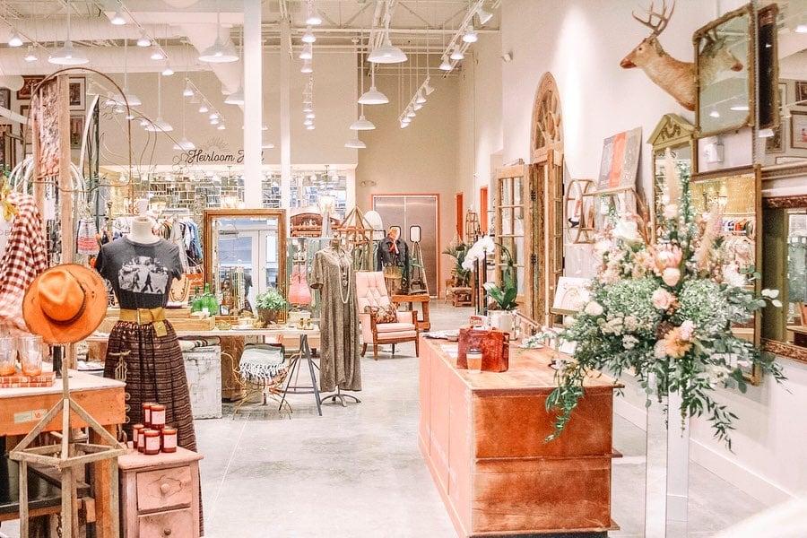 a boutique with art hanging on the walls
