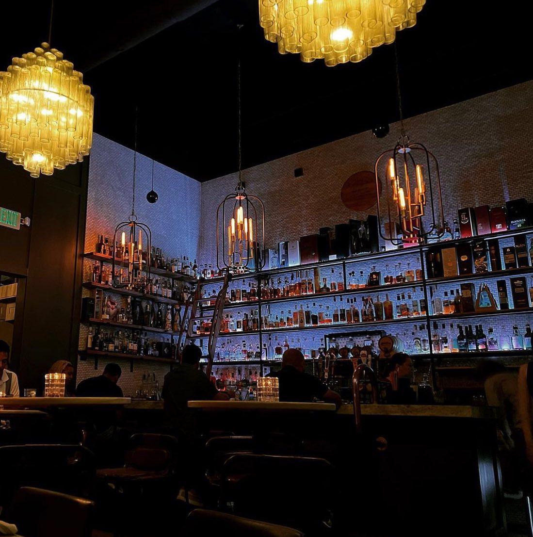 A dimly lit ambient bar.