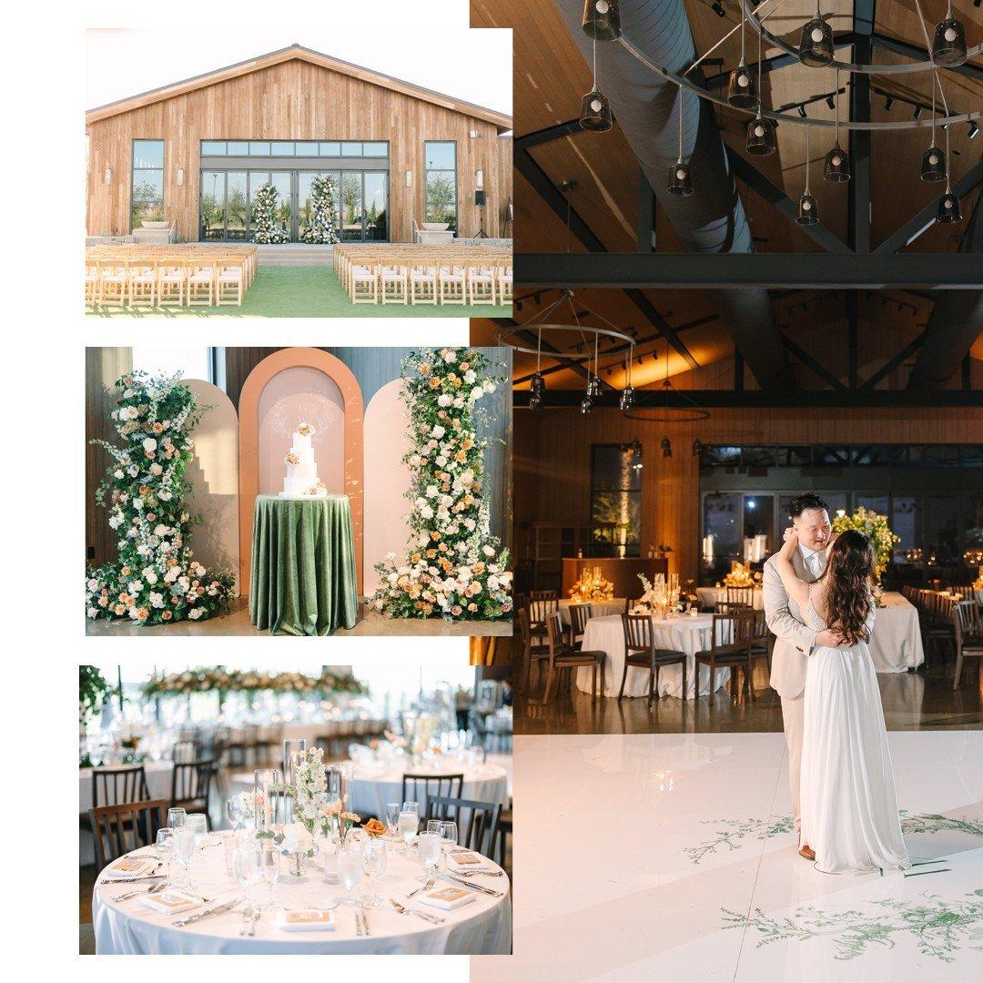 A collage of wedding images featuring scenes from Frisco venues.