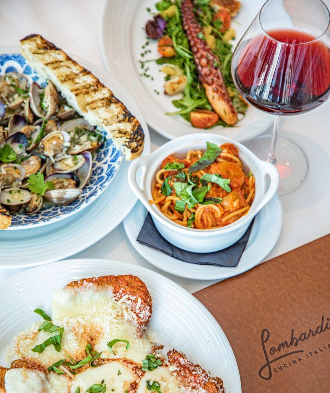 Tablescape of Italian food