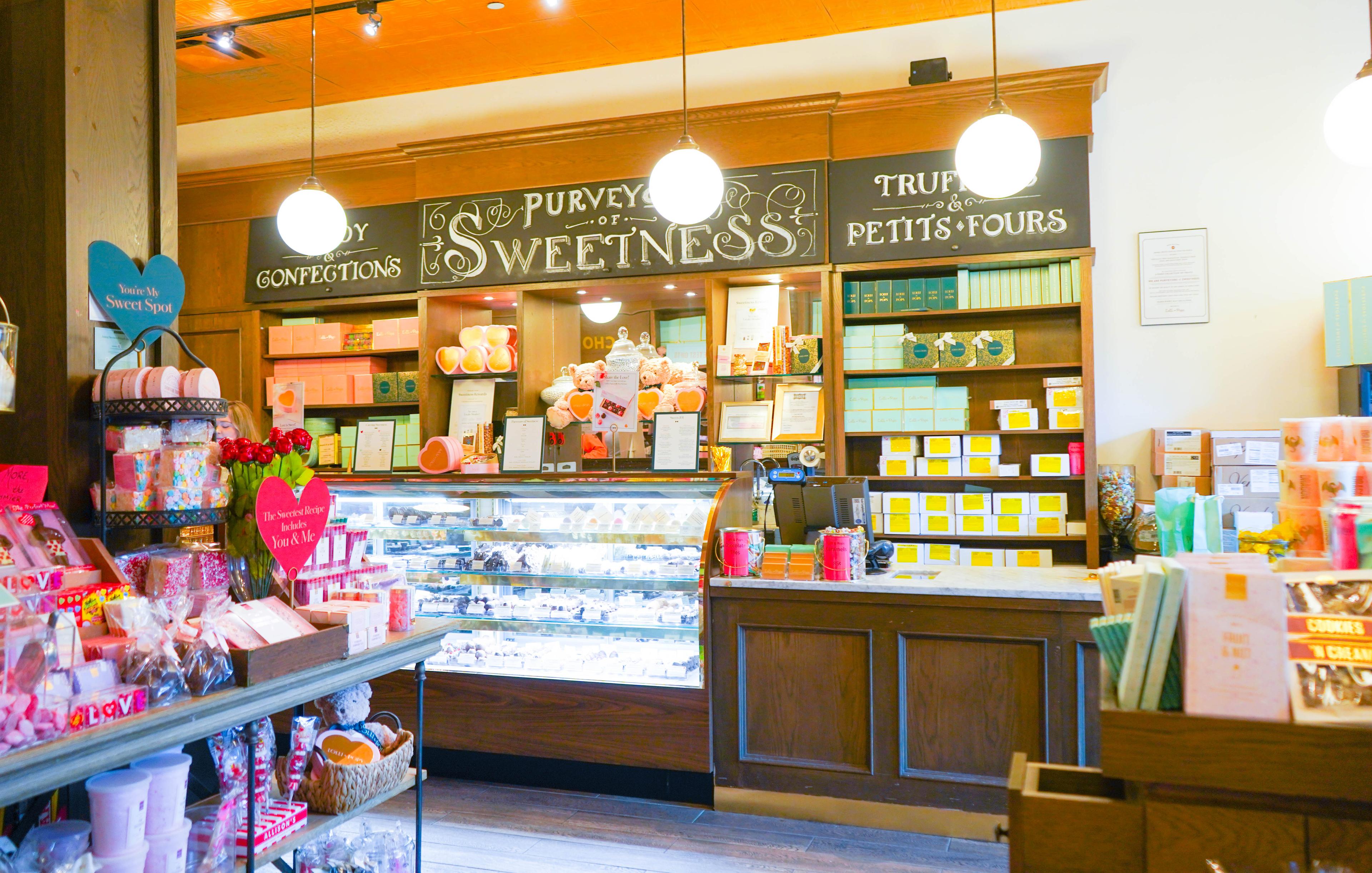 a sweet shop check out area