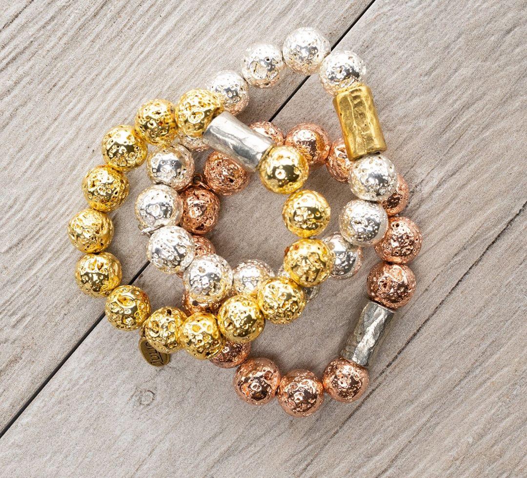 three bracelets on display