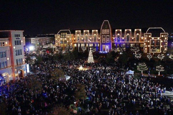 aerial of the Square filled with people