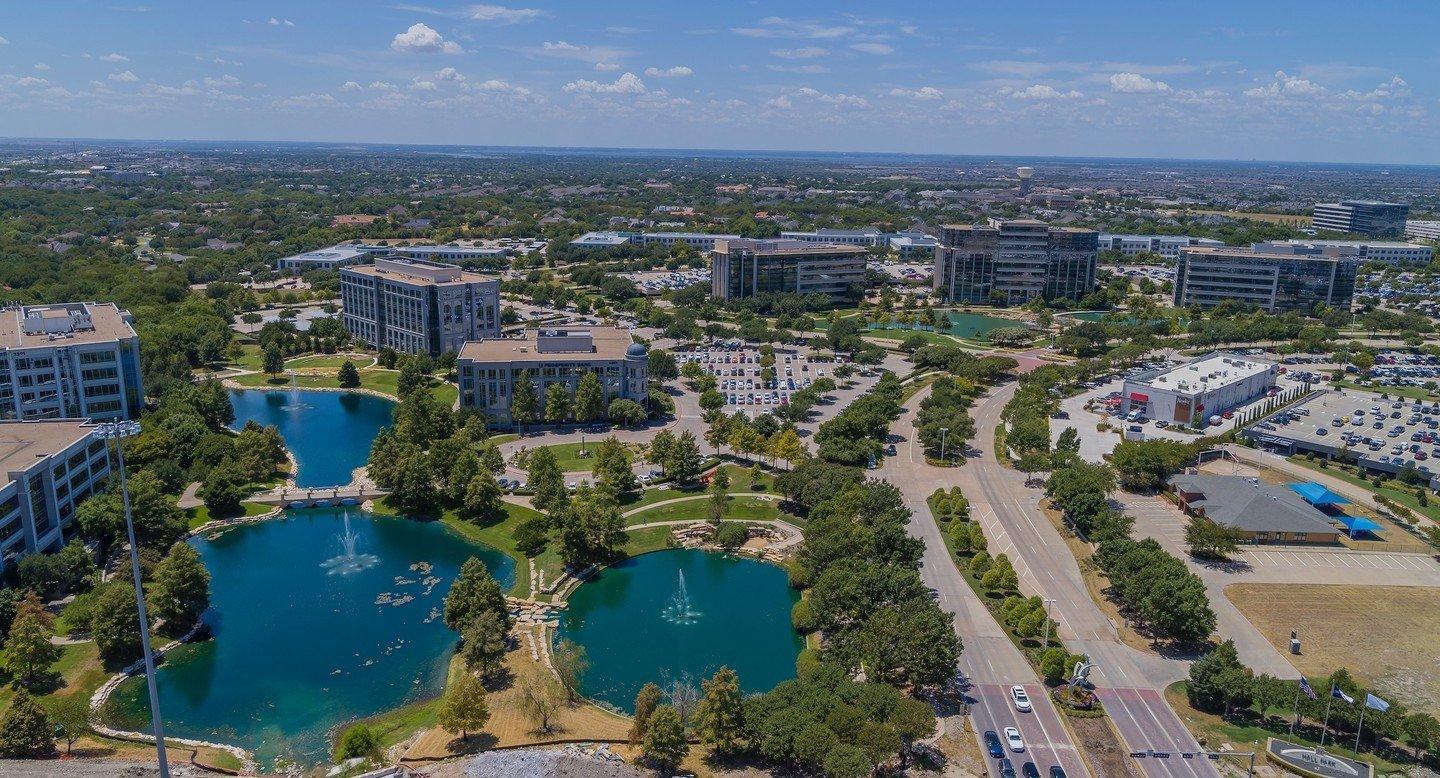 An aerial view of Hall Park
