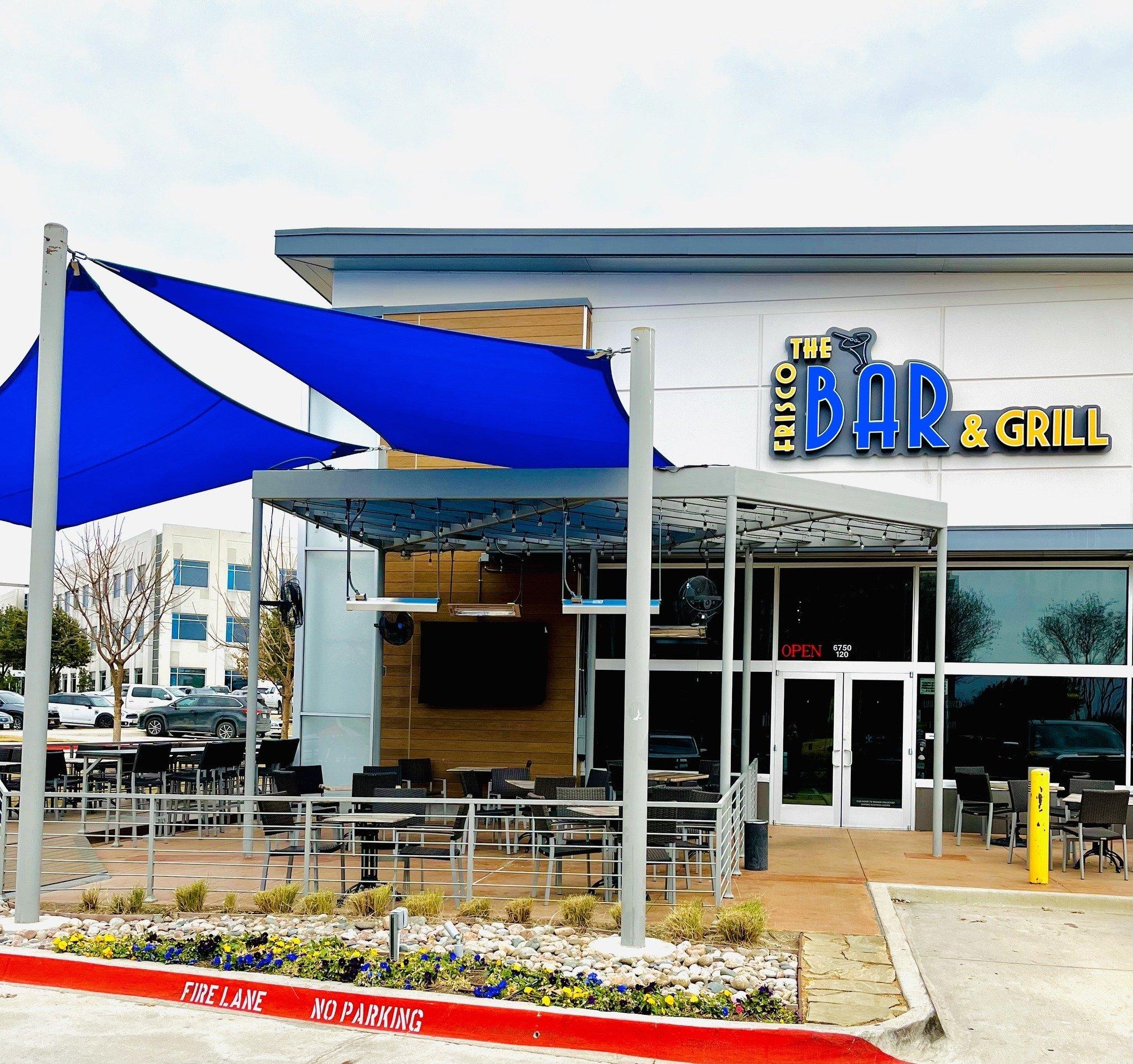 The exterior of the Frisco Bar & Grill, a covered patio